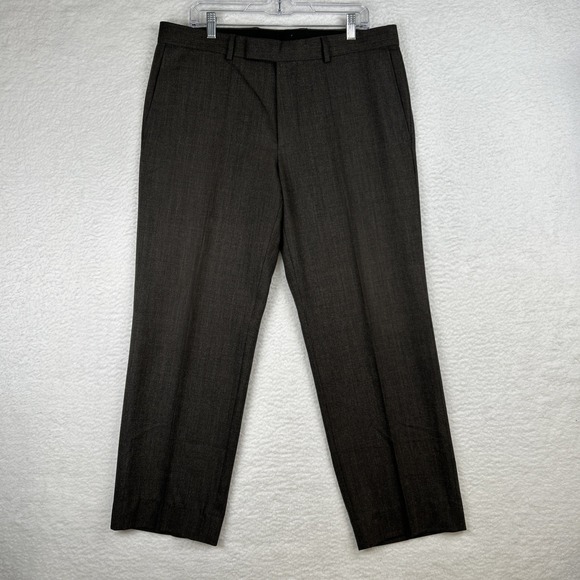 Boss By Hugo Boss Trousers Mens 37x29 Brown Bertolucci/Movie WOOL Tailored Pants - Picture 1 of 16